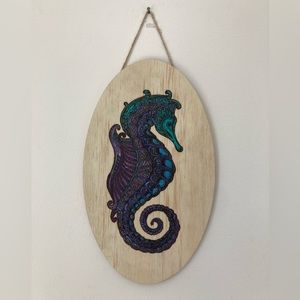 Seahorse - Summer - Beach - Pyrography - Home Decor